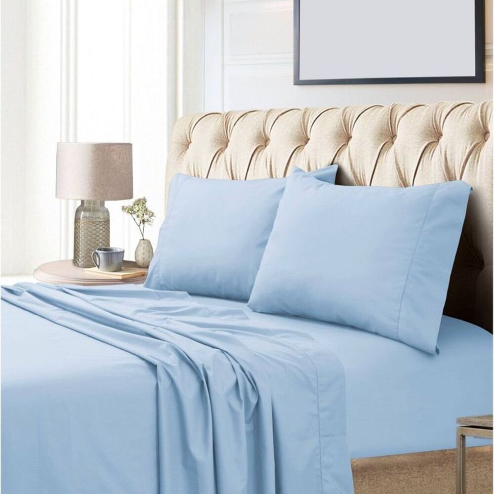 Tribeca Living - Queen 800 Thread Count Extra Deep Pocket Sateen Sh Blue